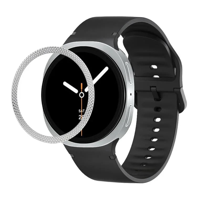 Correia de Silicone com Textura Rombóide no Bezel e Costura de Cor Sólida, Para Samsung Galaxy Watch8 44mm, Para Samsung Galaxy Watch8 40mm