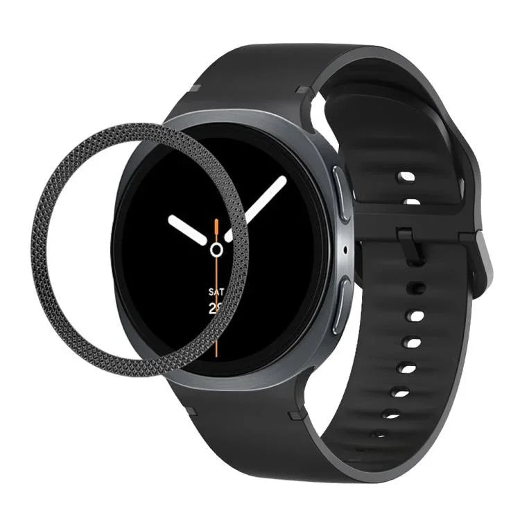Correia de Silicone com Textura Rombóide no Bezel e Costura de Cor Sólida, Para Samsung Galaxy Watch8 44mm, Para Samsung Galaxy Watch8 40mm