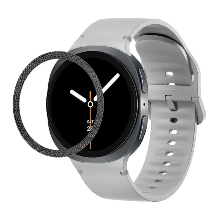 Correia de Silicone com Textura Rombóide no Bezel e Costura de Cor Sólida, Para Samsung Galaxy Watch8 44mm, Para Samsung Galaxy Watch8 40mm
