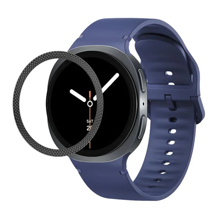 Correia de Silicone com Textura Rombóide no Bezel e Costura de Cor Sólida, Para Samsung Galaxy Watch8 44mm, Para Samsung Galaxy Watch8 40mm