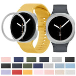 Correia de Silicone com Textura Rombóide no Bezel e Costura de Cor Sólida, Para Samsung Galaxy Watch8 44mm, Para Samsung Galaxy Watch8 40mm