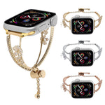 Pulseira de Relógio com Pulseira de Zircónio e Flor de 5 Pétalas Incrustada em Cobre, Para Apple Watch 46mm / 49mm / 45mm / 44mm, Para Apple Watch 42mm / 41mm / 40mm / 38mm