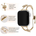 Pulseira de Relógio com Pulseira de Zircónio e Flor de 5 Pétalas Incrustada em Cobre, Para Apple Watch 46mm / 49mm / 45mm / 44mm, Para Apple Watch 42mm / 41mm / 40mm / 38mm