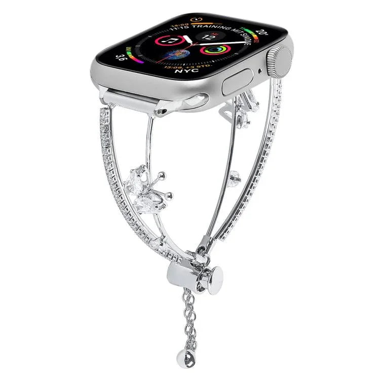 Pulseira de Relógio com Pulseira de Zircónio e Borboleta Incrustada em Cobre, Para Apple Watch 46mm / 49mm / 45mm / 44mm, Para Apple Watch 42mm / 41mm / 40mm / 38mm
