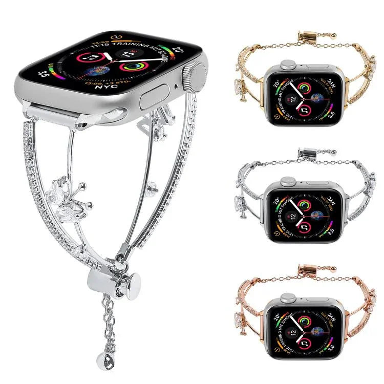 Pulseira de Relógio com Pulseira de Zircónio e Borboleta Incrustada em Cobre, Para Apple Watch 46mm / 49mm / 45mm / 44mm, Para Apple Watch 42mm / 41mm / 40mm / 38mm
