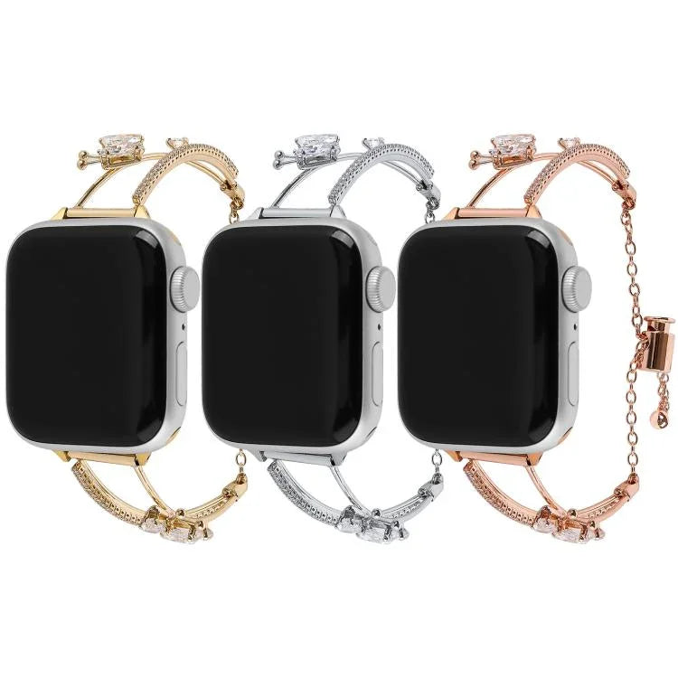 Pulseira de Relógio com Pulseira de Zircónio e Borboleta Incrustada em Cobre, Para Apple Watch 46mm / 49mm / 45mm / 44mm, Para Apple Watch 42mm / 41mm / 40mm / 38mm
