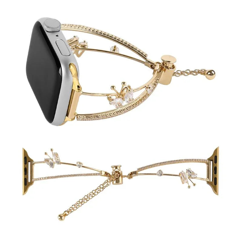 Pulseira de Relógio com Pulseira de Zircónio e Borboleta Incrustada em Cobre, Para Apple Watch 46mm / 49mm / 45mm / 44mm, Para Apple Watch 42mm / 41mm / 40mm / 38mm