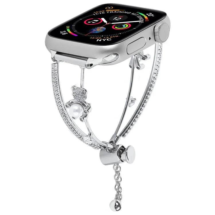 Correia de Relógio com Pulseira de Zircão Urso Incrustado em Cobre, Para Apple Watch 46mm / 49mm / 45mm / 44mm, Para Apple Watch 42mm / 41mm / 40mm / 38mm