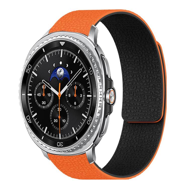 Pulseira de relógio em silicone magnético macio com textura de lichia, Para Samsung Galaxy Watch Ultra 47mm / Ultra 2025, Para Samsung Galaxy Watch8 / 8 Classic