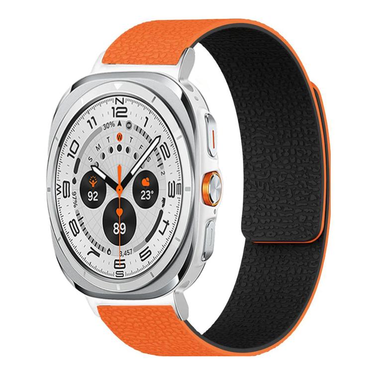 Pulseira de relógio em silicone magnético macio com textura de lichia, Para Samsung Galaxy Watch Ultra 47mm / Ultra 2025, Para Samsung Galaxy Watch8 / 8 Classic