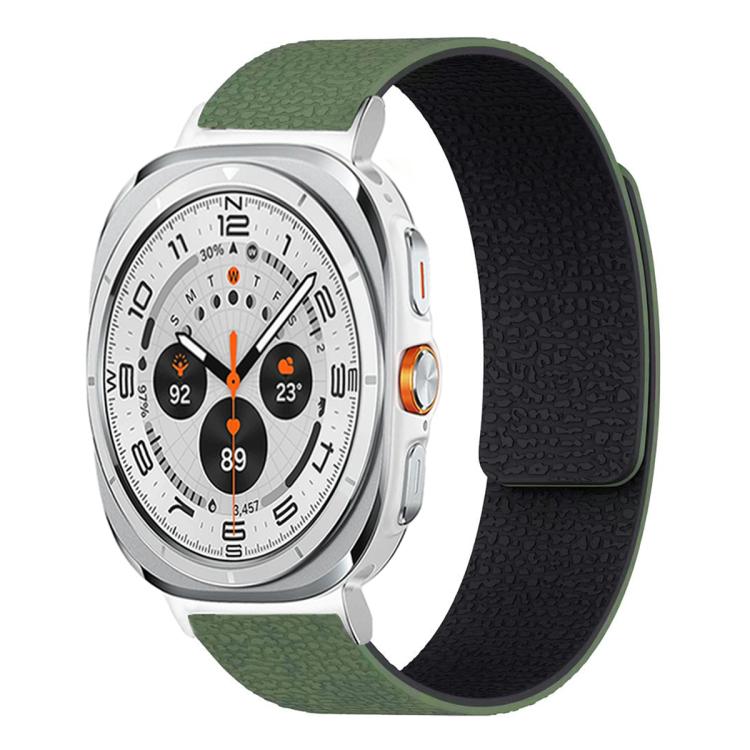 Pulseira de relógio em silicone magnético macio com textura de lichia, Para Samsung Galaxy Watch Ultra 47mm / Ultra 2025, Para Samsung Galaxy Watch8 / 8 Classic