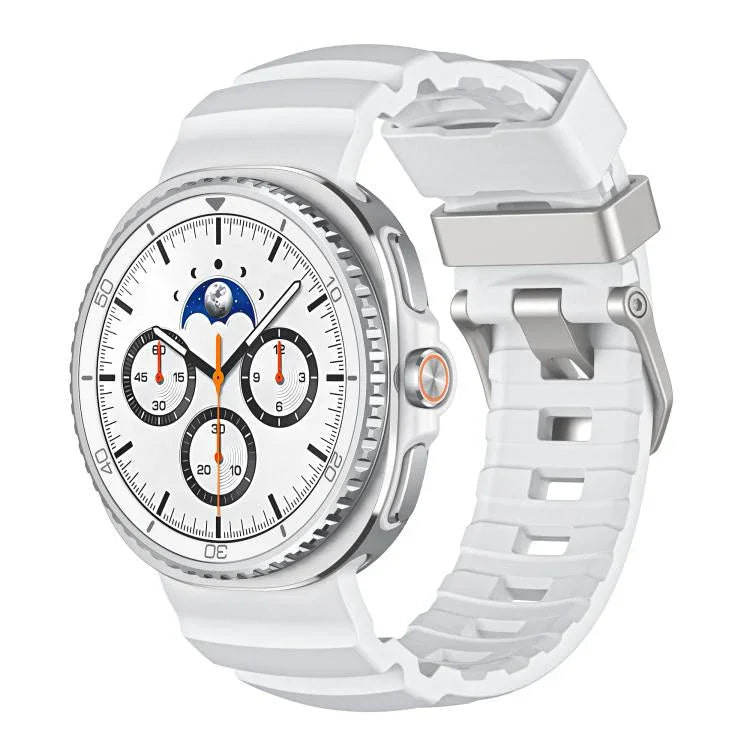 Correia de Silicone com Fivela Prateada, Para Samsung Galaxy Watch8 / Watch8 Classic