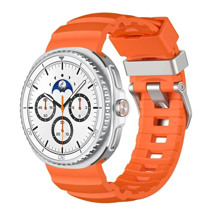 Correia de Silicone com Fivela Prateada, Para Samsung Galaxy Watch8 / Watch8 Classic
