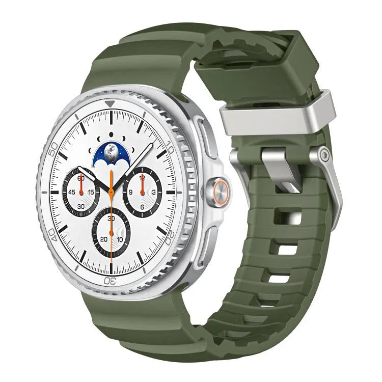 Correia de Silicone com Fivela Prateada, Para Samsung Galaxy Watch8 / Watch8 Classic