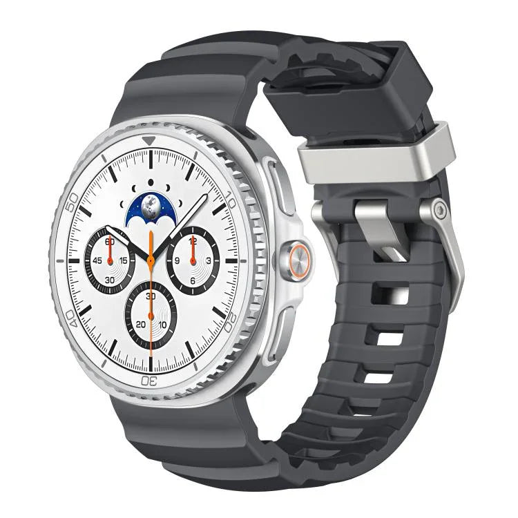 Correia de Silicone com Fivela Prateada, Para Samsung Galaxy Watch8 / Watch8 Classic