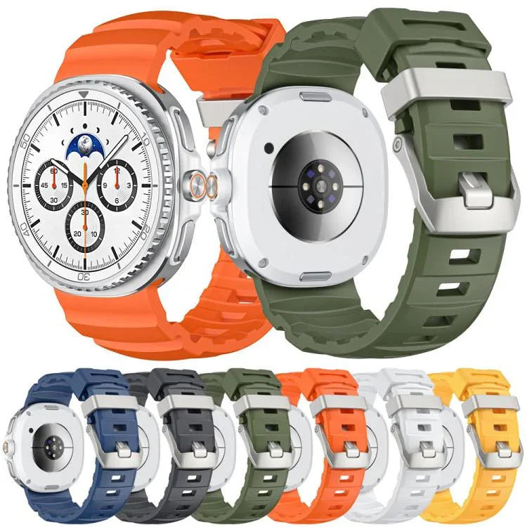 Correia de Silicone com Fivela Prateada, Para Samsung Galaxy Watch8 / Watch8 Classic