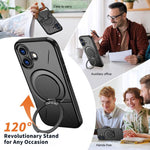 Capa para Telemóvel Kalebol Magnética MagSafe com Suporte Rotativo PC, Para iPhone 16 Plus, Para iPhone 16, Para iPhone 15 Pro Max, Para iPhone 15 Pro, Para iPhone 15, Para iPhone 14