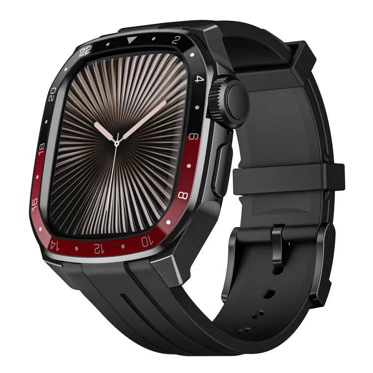 Pulseira de Relógio em Silicone com Moldura Metálica Integrada em Modelo à Escala, Para Apple Watch Série 10 46mm