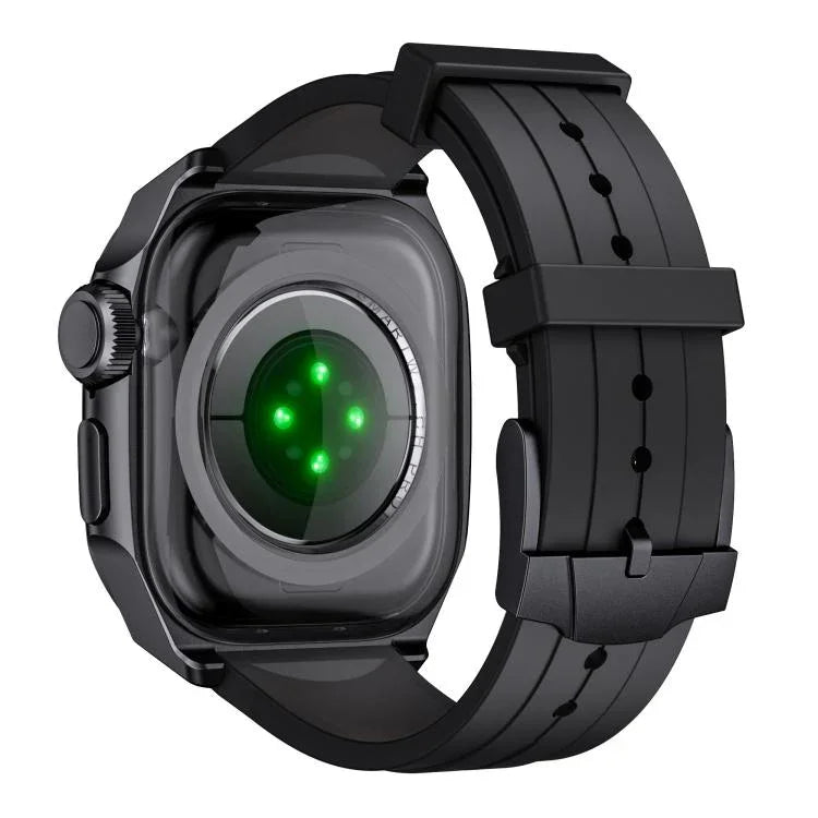 Pulseira de Relógio em Silicone com Moldura Metálica Integrada em Modelo à Escala, Para Apple Watch Série 10 46mm