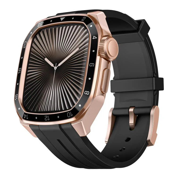 Pulseira de Relógio em Silicone com Moldura Metálica Integrada em Modelo à Escala, Para Apple Watch Série 10 46mm