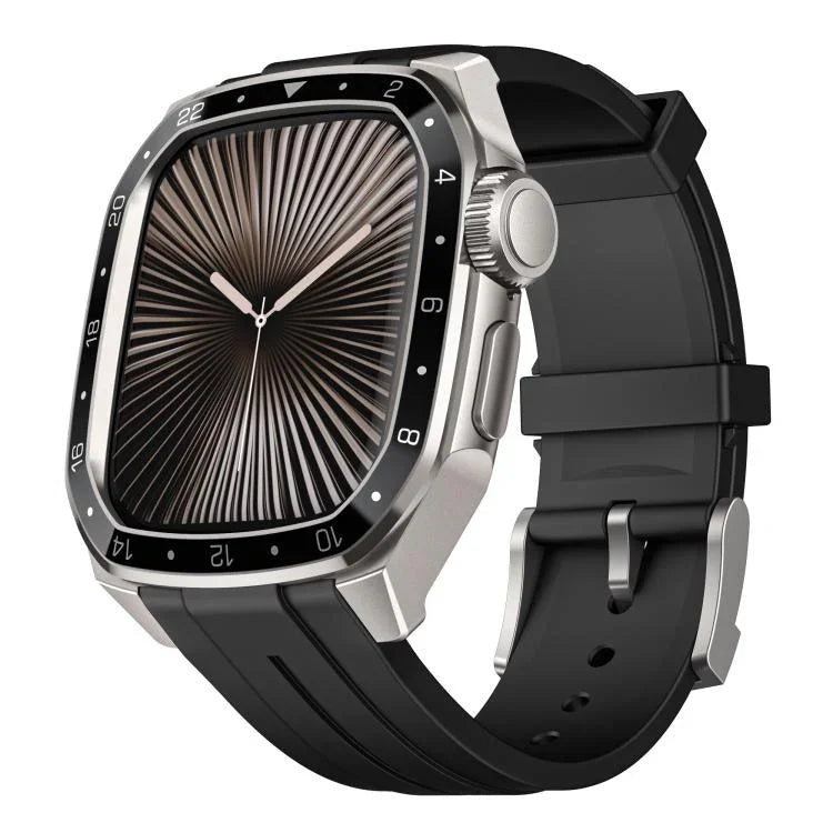 Pulseira de Relógio em Silicone com Moldura Metálica Integrada em Modelo à Escala, Para Apple Watch Série 10 46mm