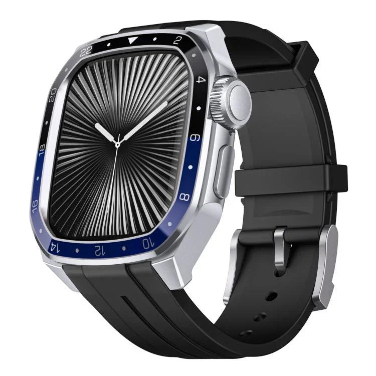 Pulseira de Relógio em Silicone com Moldura Metálica Integrada em Modelo à Escala, Para Apple Watch Série 10 46mm