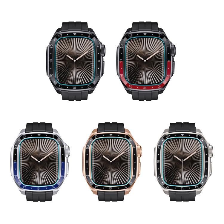 Pulseira de Relógio em Silicone com Moldura Metálica Integrada em Modelo à Escala, Para Apple Watch Série 10 46mm