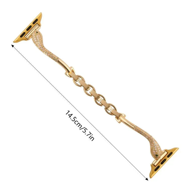 Pulseira de Relógio com Cabeça de Cobra em Zircão Incrustado em Cobre, Para Apple Watch 46mm / 49mm / 45mm / 44mm, Para Apple Watch 42mm / 41mm / 40mm / 38mm