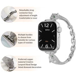 Pulseira de Relógio com Cabeça de Leopardo em Zircão Incrustado em Cobre, Para Apple Watch 46mm / 49mm / 45mm / 44mm, Para Apple Watch 42mm / 41mm / 40mm / 38mm