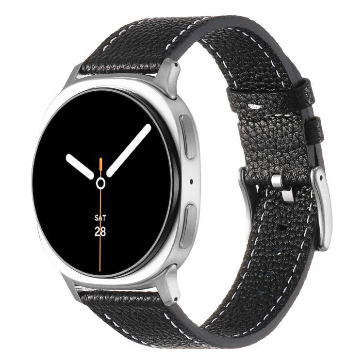 Pulseira de Relógio em Pele com Textura de Lichia de Dupla Face, Para Samsung Galaxy Watch8 / Watch8 Classic