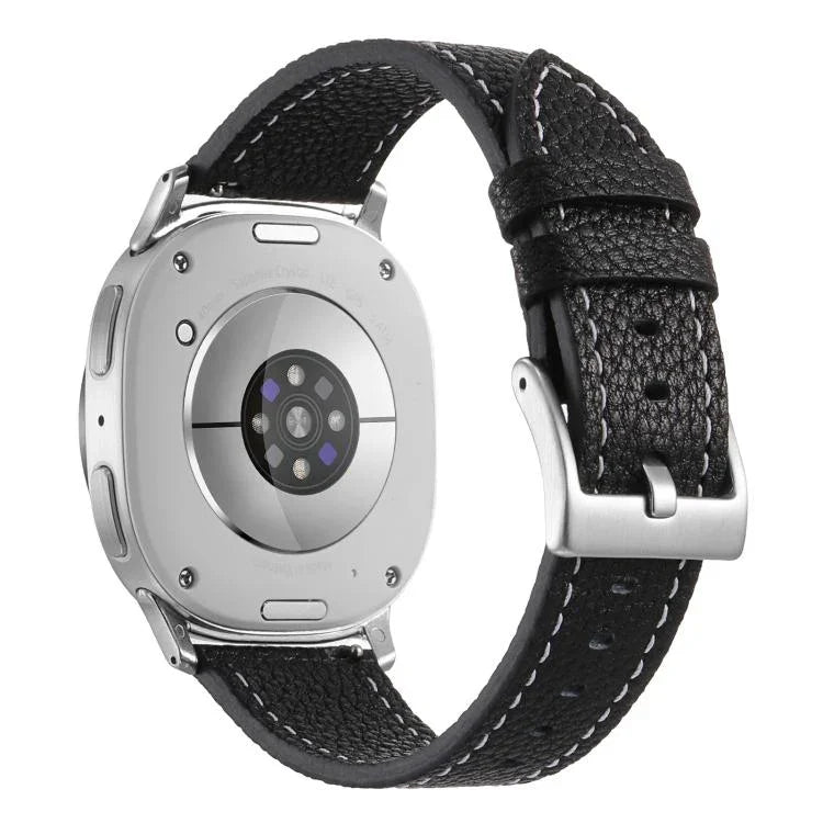 Pulseira de Relógio em Pele com Textura de Lichia de Dupla Face, Para Samsung Galaxy Watch8 / Watch8 Classic