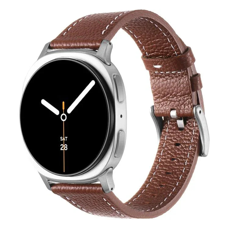 Pulseira de Relógio em Pele com Textura de Lichia de Dupla Face, Para Samsung Galaxy Watch8 / Watch8 Classic