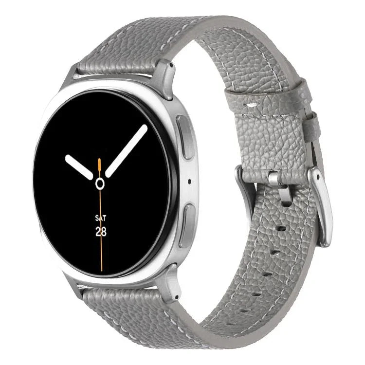 Pulseira de Relógio em Pele com Textura de Lichia de Dupla Face, Para Samsung Galaxy Watch8 / Watch8 Classic