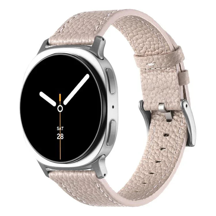 Pulseira de Relógio em Pele com Textura de Lichia de Dupla Face, Para Samsung Galaxy Watch8 / Watch8 Classic
