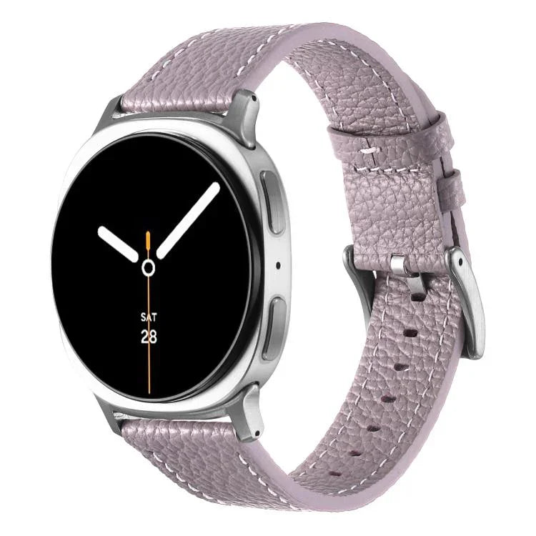 Pulseira de Relógio em Pele com Textura de Lichia de Dupla Face, Para Samsung Galaxy Watch8 / Watch8 Classic