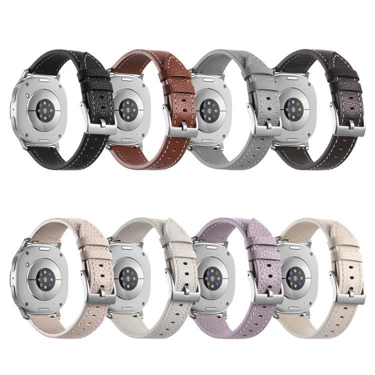 Pulseira de Relógio em Pele com Textura de Lichia de Dupla Face, Para Samsung Galaxy Watch8 / Watch8 Classic