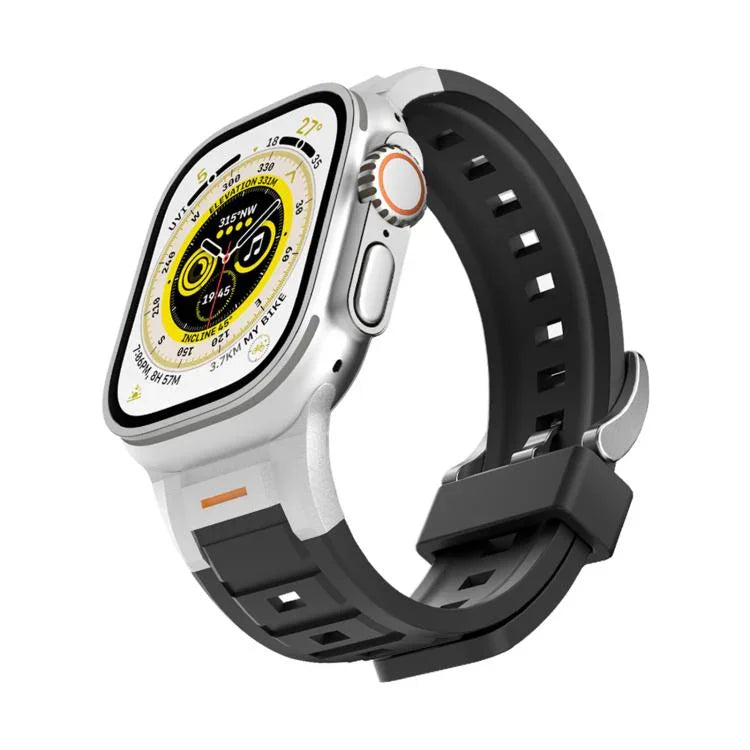 Pulseira de Relógio em Silicone Colorida com Junta Metálica Pioneer, Para Apple Watch 46mm / 49mm / 45mm / 44mm, Para Apple Watch 42mm / 41mm / 40mm / 38mm