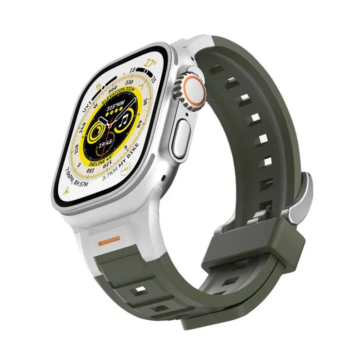 Pulseira de Relógio em Silicone Colorida com Junta Metálica Pioneer, Para Apple Watch 46mm / 49mm / 45mm / 44mm, Para Apple Watch 42mm / 41mm / 40mm / 38mm
