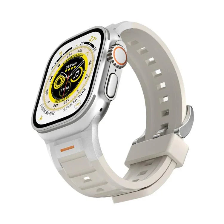 Pulseira de Relógio em Silicone Colorida com Junta Metálica Pioneer, Para Apple Watch 46mm / 49mm / 45mm / 44mm, Para Apple Watch 42mm / 41mm / 40mm / 38mm