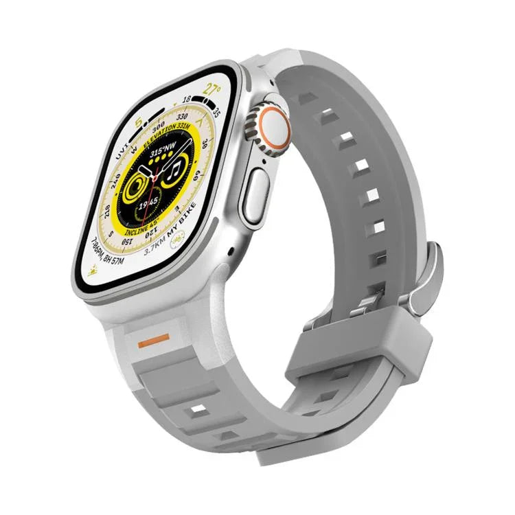 Pulseira de Relógio em Silicone Colorida com Junta Metálica Pioneer, Para Apple Watch 46mm / 49mm / 45mm / 44mm, Para Apple Watch 42mm / 41mm / 40mm / 38mm