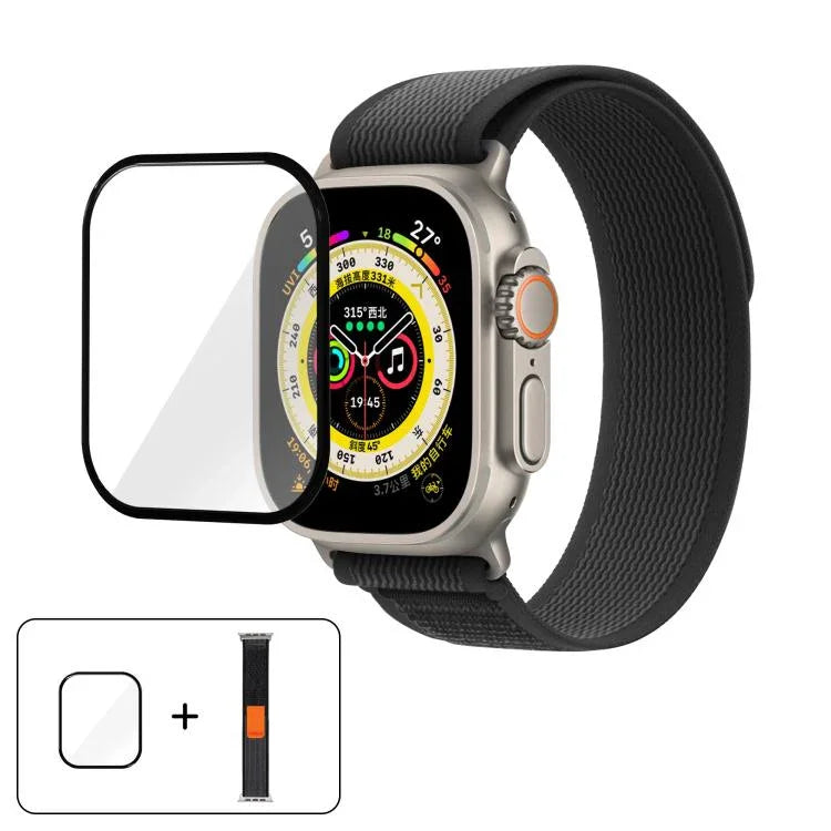 Pulseira de Relógio em Nylon Wild Path Loop com Filme Curvo 3D, Para Apple Watch Série 10 46mm, Para Apple Watch Série 10 42mm, Para Apple Watch 6 / 5 / 4 / SE 44mm