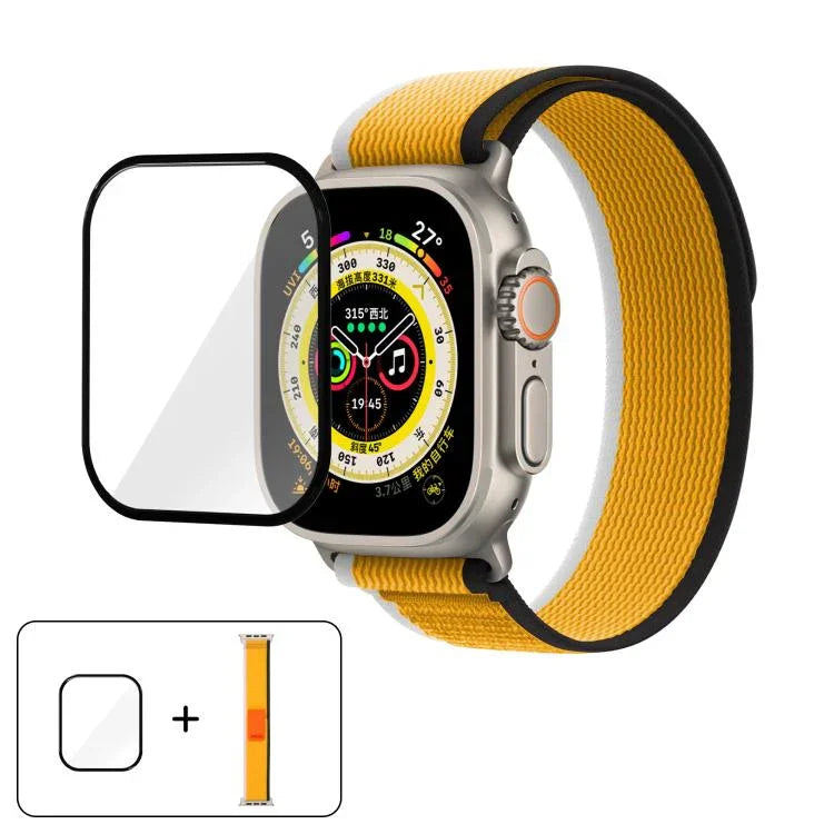 Pulseira de Relógio em Nylon Wild Path Loop com Filme Curvo 3D, Para Apple Watch Série 10 46mm, Para Apple Watch Série 10 42mm, Para Apple Watch 6 / 5 / 4 / SE 44mm