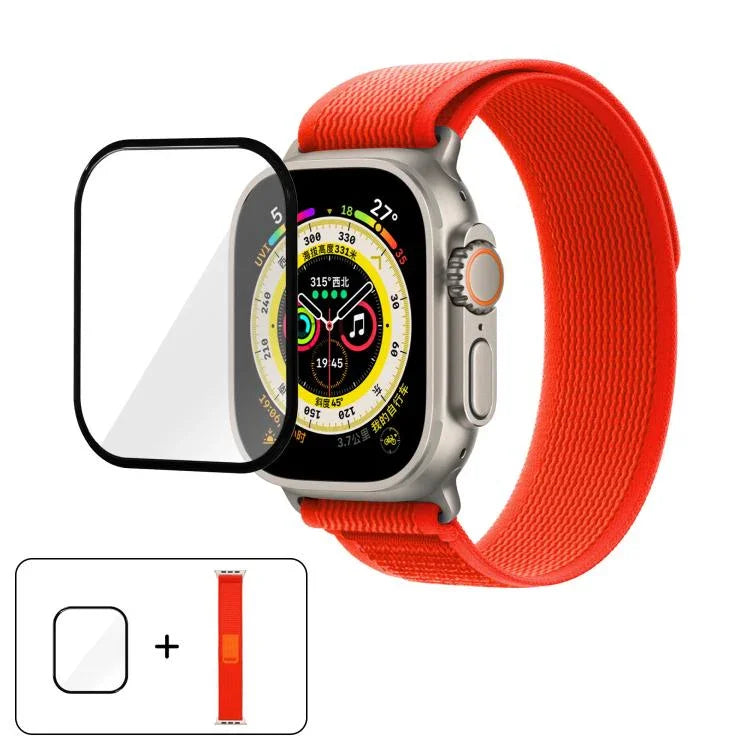 Pulseira de Relógio em Nylon Wild Path Loop com Filme Curvo 3D, Para Apple Watch Série 9 / 8 / 7 41mm, Para Apple Watch 3 / 2 / 1 38mm, Para Apple Watch 3 / 2 / 1 42mm
