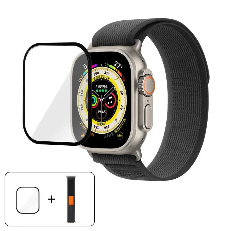 Pulseira de Relógio em Nylon Wild Path Loop com Filme Curvo 3D, Para Apple Watch Série 9 / 8 / 7 41mm, Para Apple Watch 3 / 2 / 1 38mm, Para Apple Watch 3 / 2 / 1 42mm