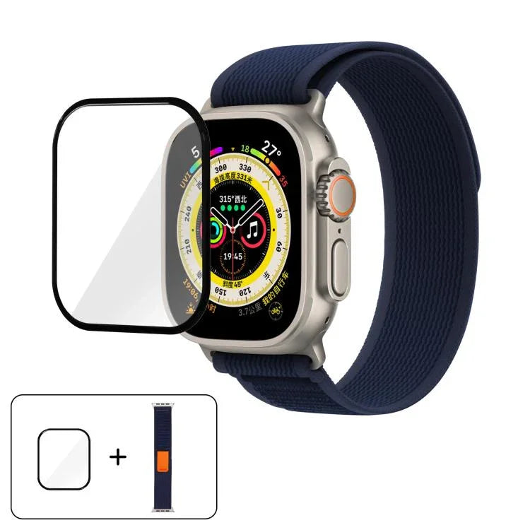 Pulseira de Relógio em Nylon Wild Path Loop com Filme Curvo 3D, Para Apple Watch Série 9 / 8 / 7 41mm, Para Apple Watch 3 / 2 / 1 38mm, Para Apple Watch 3 / 2 / 1 42mm