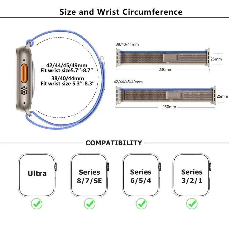 Pulseira de Relógio em Nylon Wild Path Loop com Filme Curvo 3D, Para Apple Watch 6 / 5 / 4 / SE 40mm, Para Apple Watch Ultra / 2 49mm, Para Apple Watch Série 9 / 8 / 7 45mm