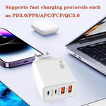 Carregador para Telemóvel TE-PD44 4-portas Dual USB-A Dual Type-C, Ficha UE, Ficha US