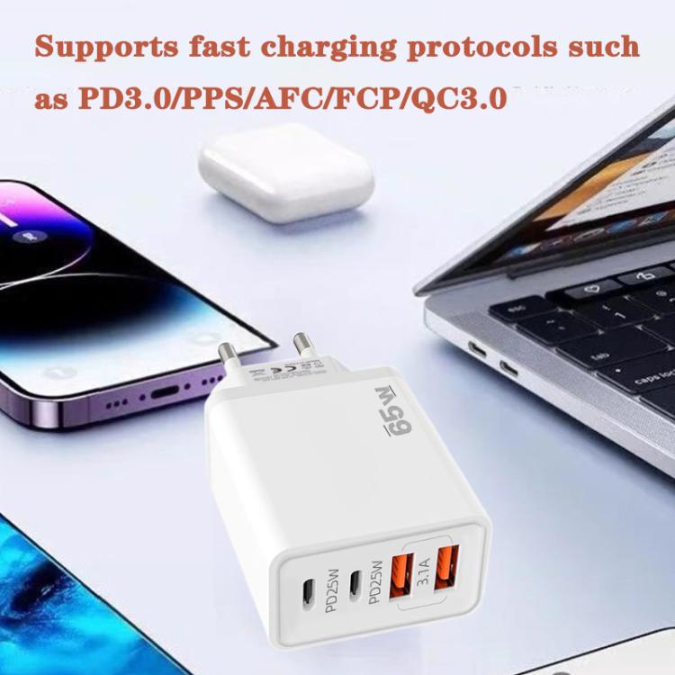 Carregador para Telemóvel TE-PD44 4-portas Dual USB-A Dual Type-C, Ficha UE, Ficha US