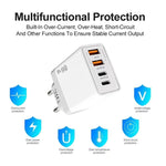 Carregador para Telemóvel TE-PD44 4-portas Dual USB-A Dual Type-C, Ficha UE, Ficha US
