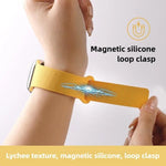 Pulseira de Relógio em Silicone com Loop Magnético e Padrão Lychee, Para Apple Watch 46mm / 49mm / 45mm / 44mm, Para Apple Watch 42mm / 41mm / 40mm / 38mm